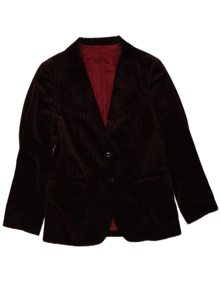 Vintage hombres 2 botones terciopelo Blazer chaqueta Reino Unido 38 medio borgoña