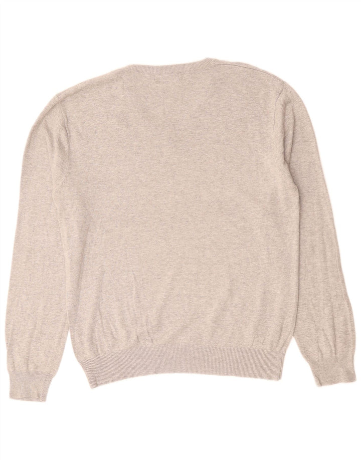 FRENCH CONNECTION Jersey con cuello en V para hombre de algodón moteado gris grande