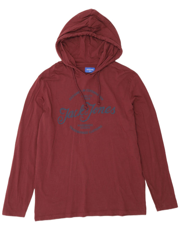 Jack & Jones Mens con capucha gráfico top manga larga 2XL Borgoña
