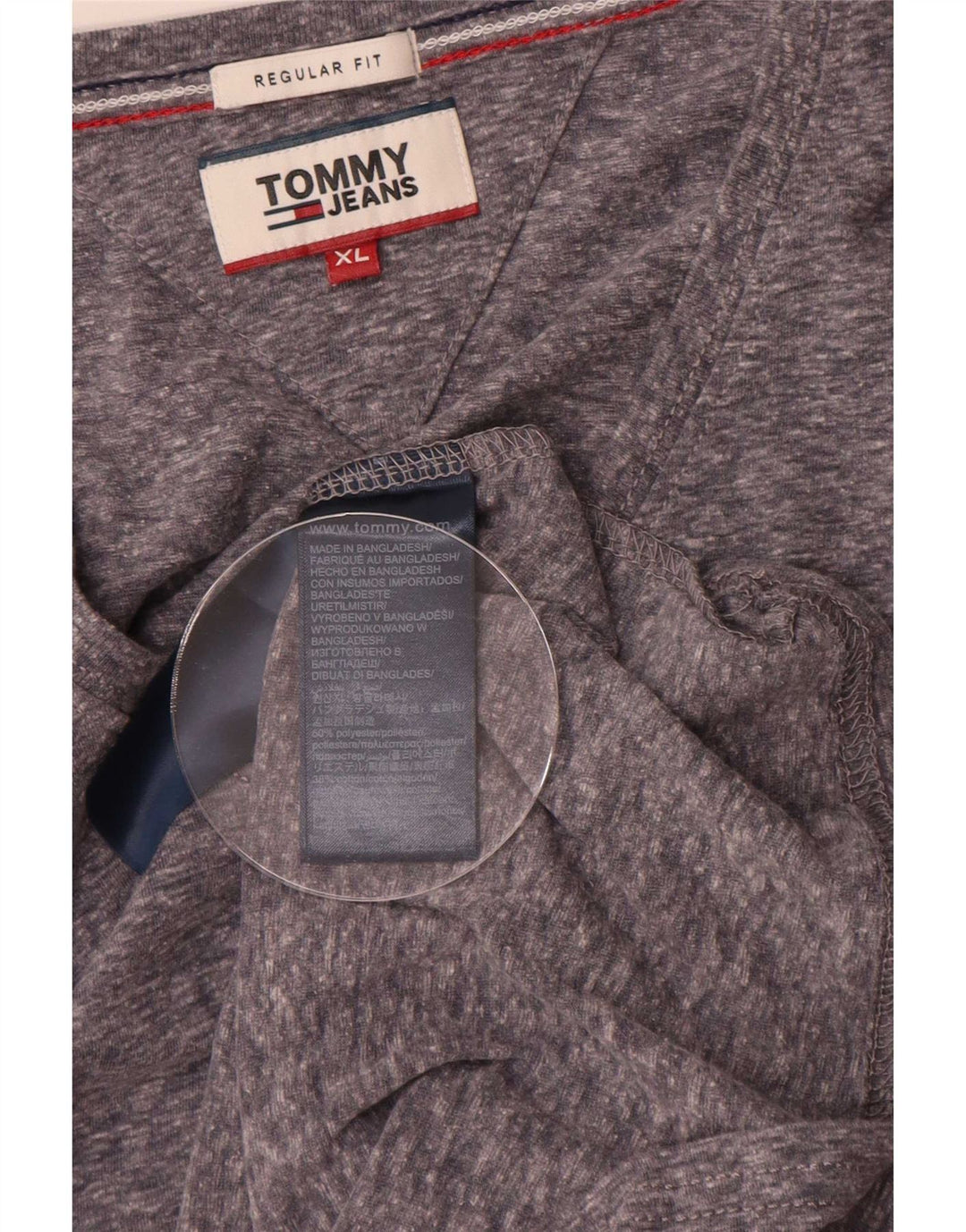 Tommy Hilfiger Camiseta Regular Fit para Hombre Top XL Poliéster Moteado Gris