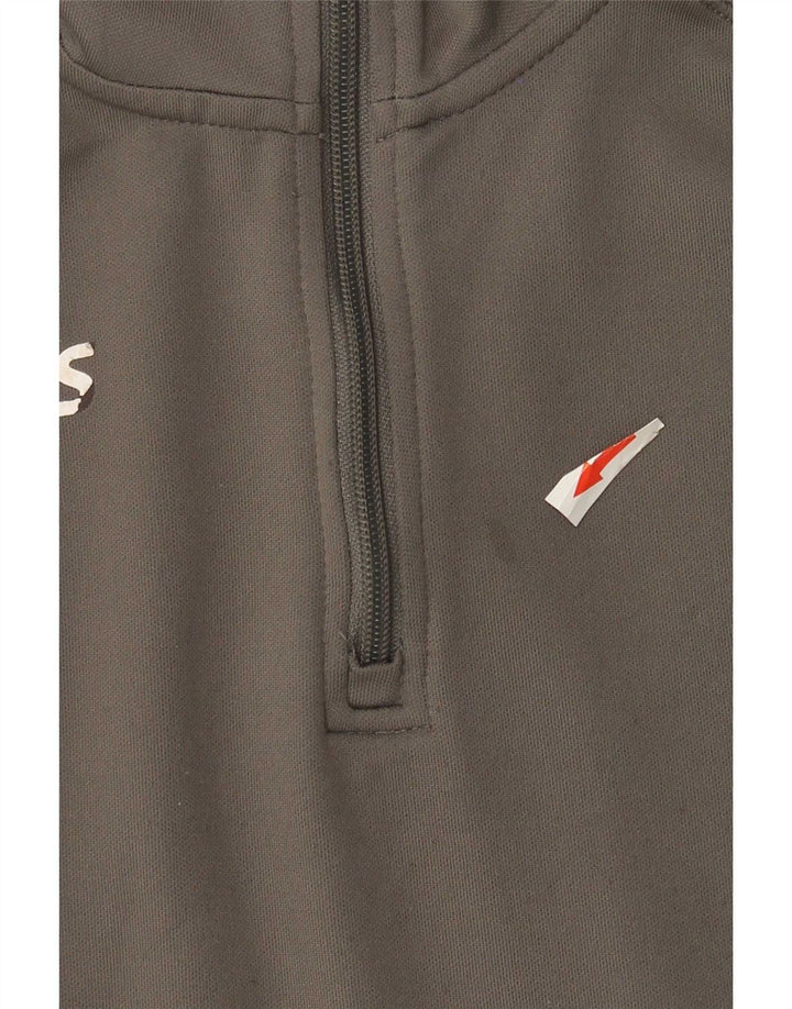 Asics Hombre Zip Neck Pullover Chándal Top Grande Gris Colorblock Poliéster