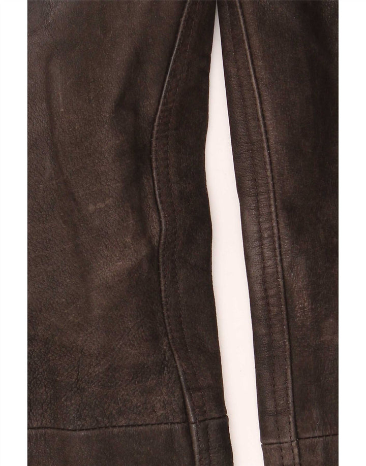 Pantalones de cuero rectos vintage para hombre W34 L32 Marrón