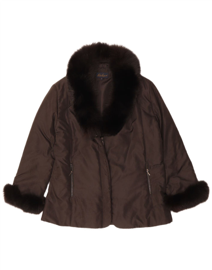 Luisa Spagnoli Chaqueta acolchada extragrande para mujer UK 10 Small Marrón Poliéster
