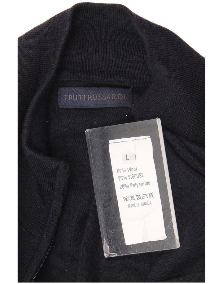 Trussardi Cárdigan Hombre De Lana Azul Marino Grande