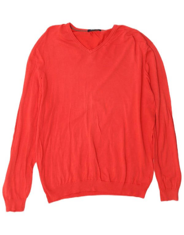 Massimo Dutti Jersey con Cuello en V para Hombre Large Rojo