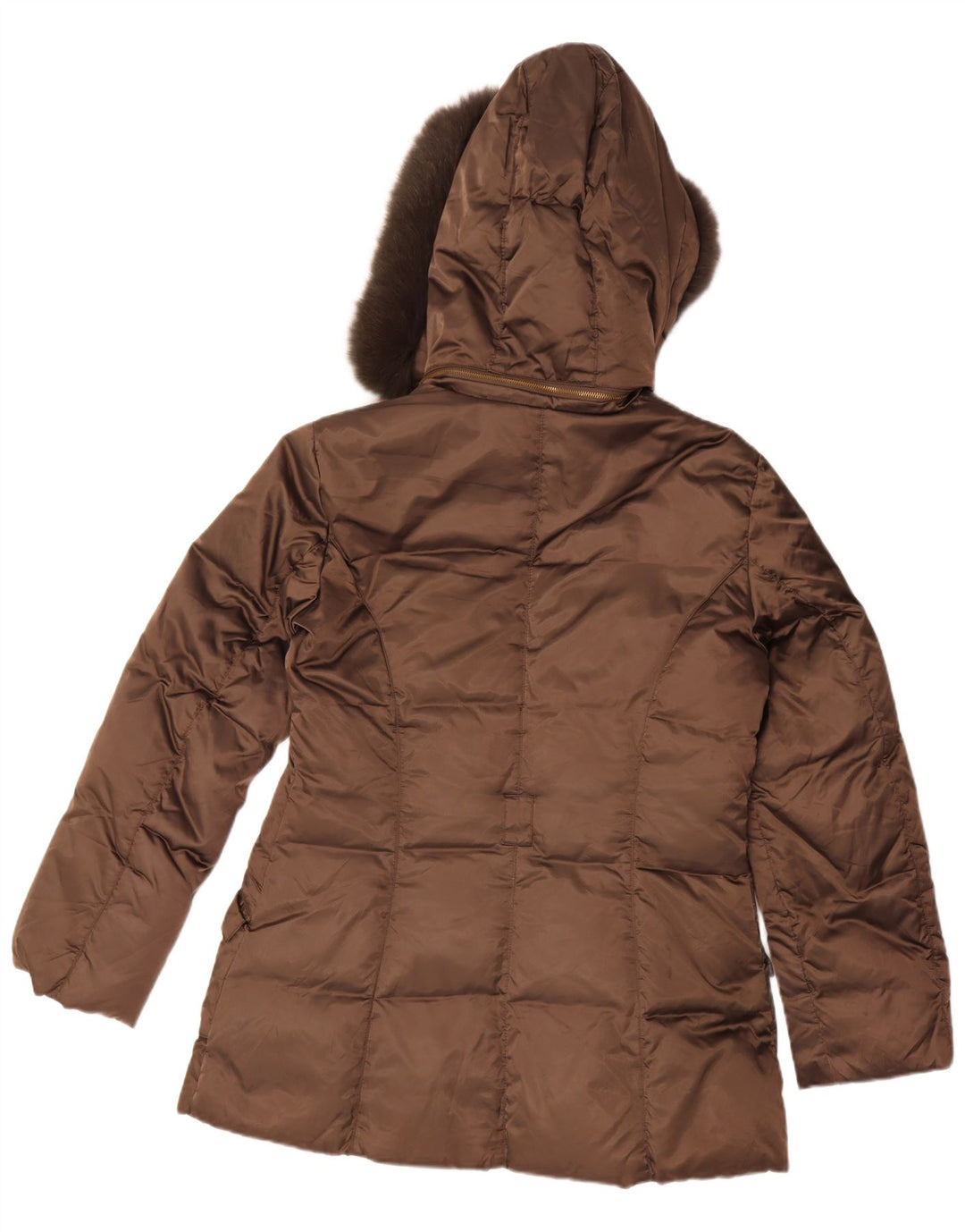 Chaqueta Acolchada Mujer Trussardi Con Capucha IT 46 Large Marrón Poliéster