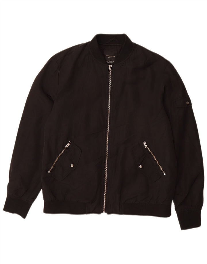 ZARA Chaqueta Bomber Mujer UK 10 Small Negro