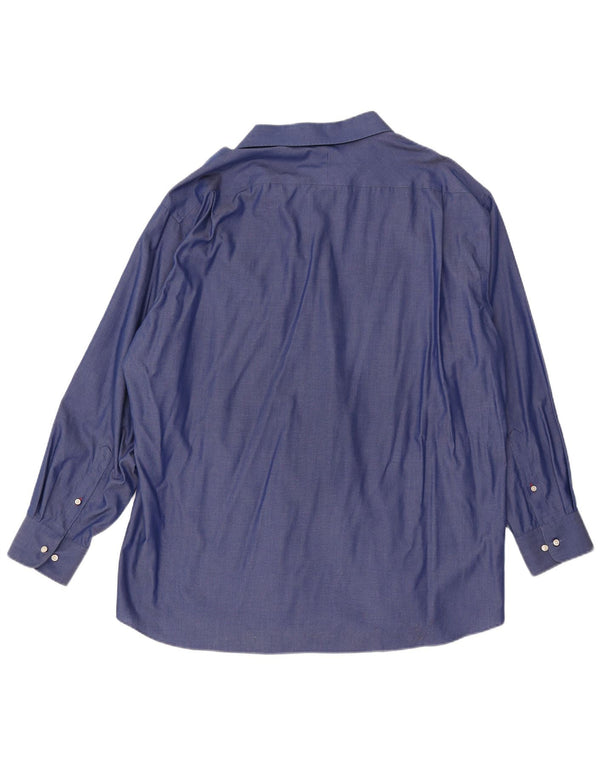 Tommy Hilfiger Camisa de corte regular para hombre Talla 18 2XL Algodón azul