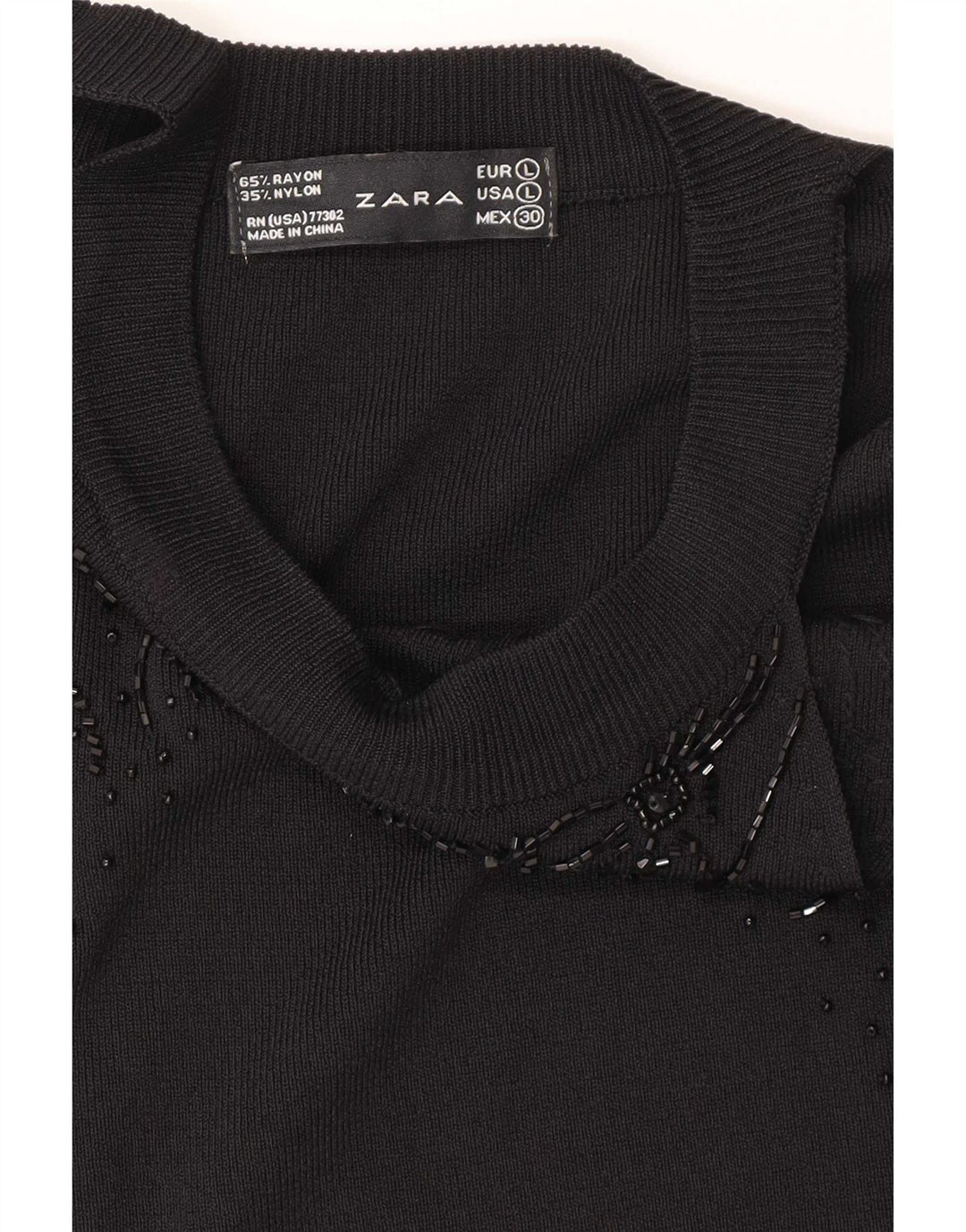 Zara Blusa Sin Mangas Para Mujer Top UK 44 Grande Rayón Negro