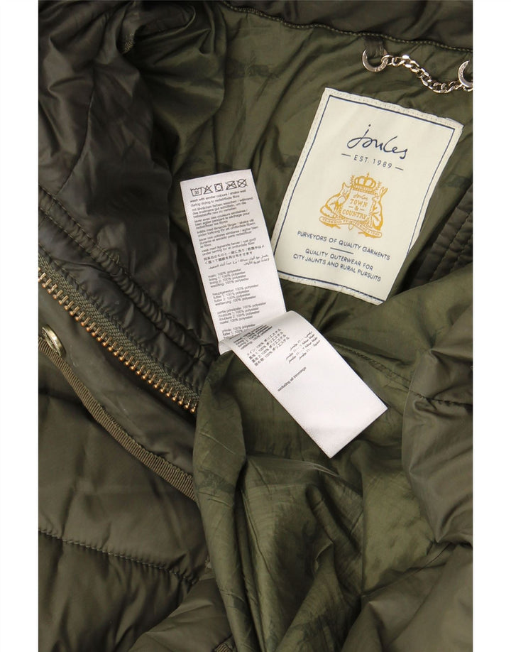 Joules Abrigo acolchado con capucha para mujer UK 42 Poliéster caqui medio