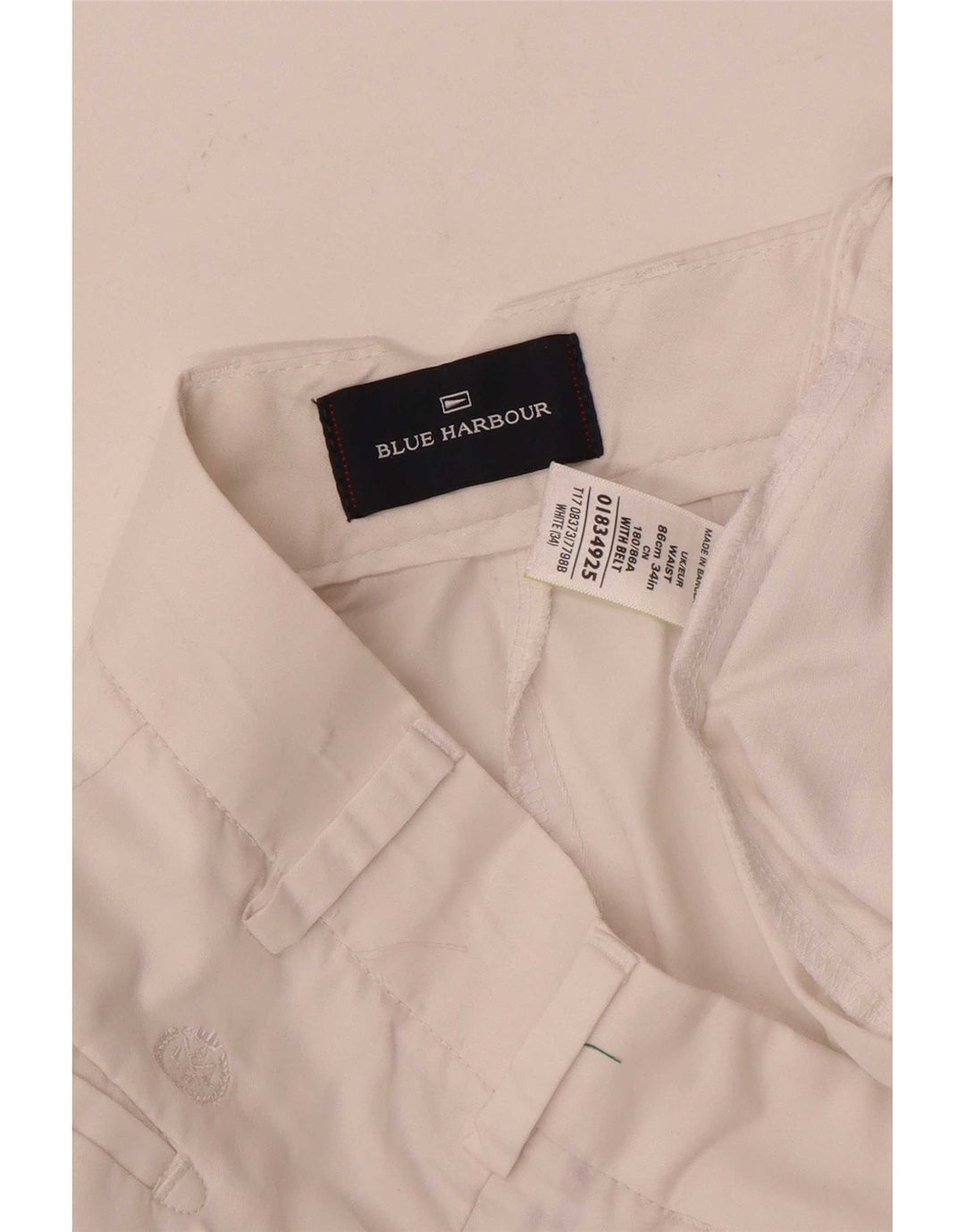 Marks & Spencer Pantalones cortos chinos Blue Harbor para hombre W34 Algodón blanco grande