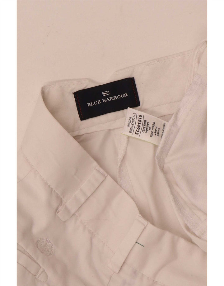 Marks & Spencer Pantalones cortos chinos Blue Harbor para hombre W34 Algodón blanco grande