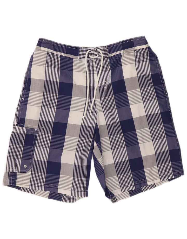 Marks & Spencer Hombre Blue Harbor Bañador Corto De Algodón A Cuadros Azul Grande