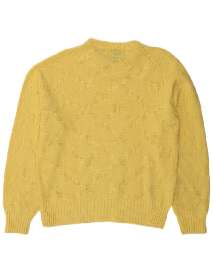 LONDON FOG Suéter de cuello redondo para mujer Reino Unido 16 Acrílico amarillo grande