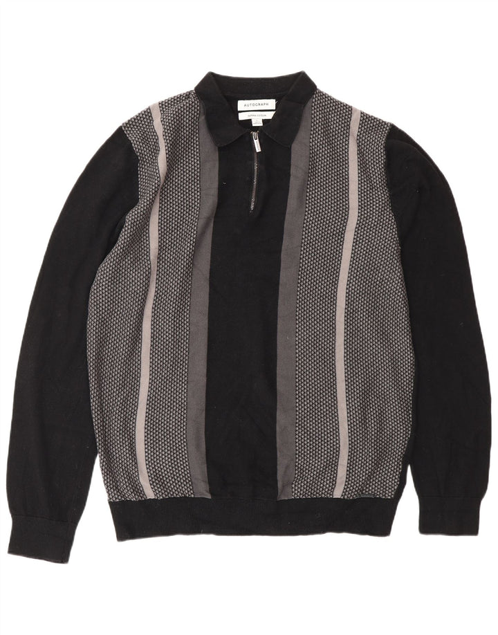 Marks & Spencer - Jersey con cuello tipo polo para hombre, talla grande, color negro