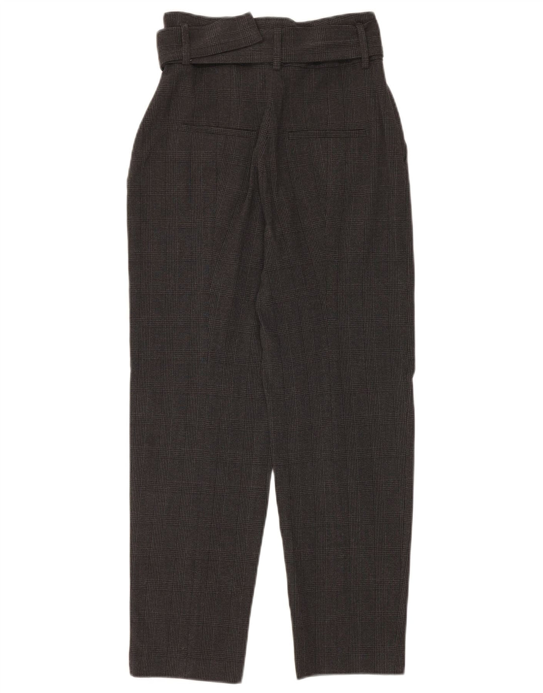 ZARA Mujer Pantalón Traje Cónico De Talle Alto XS W24 L26 Cuadros Grises