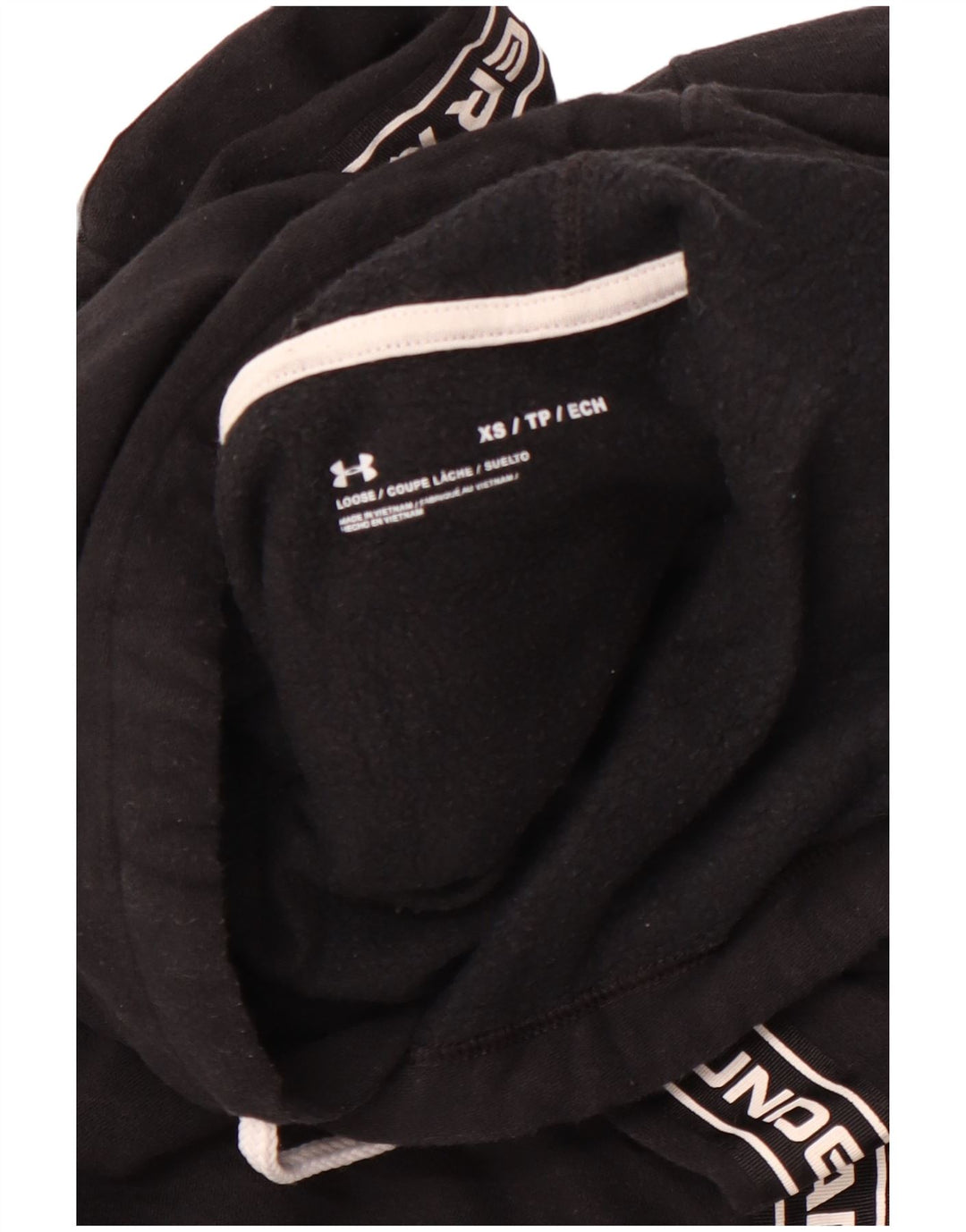 UNDER ARMOUR Jersey con capucha corta y gráfico extragrande para mujer UK 6 XS Negro