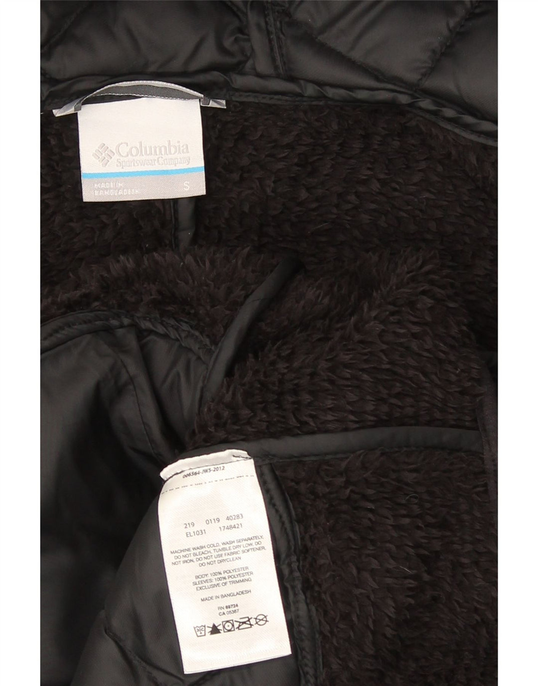 Columbia Chaqueta polar acolchada con capucha para mujer UK 10 Small Poliéster negro