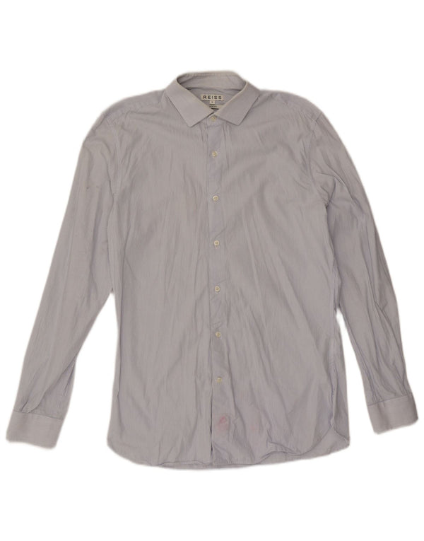 Camisa Reiss Hombre Slim Fit De Algodón A Rayas Azul Medio