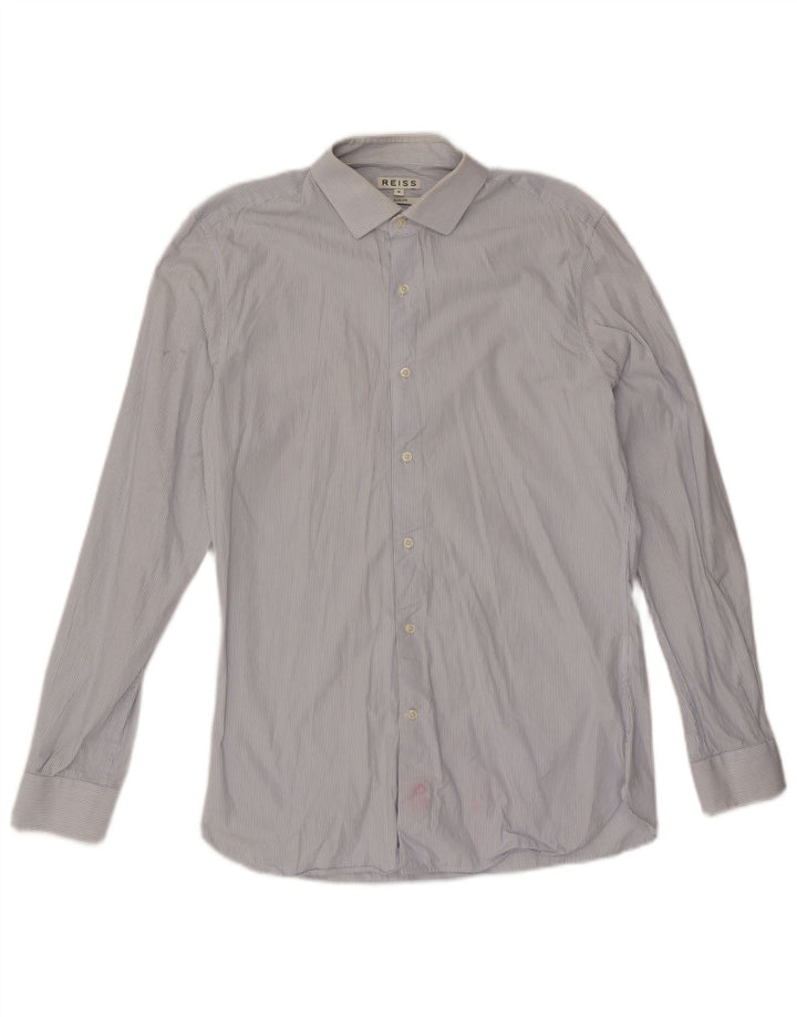 Camisa Reiss Hombre Slim Fit De Algodón A Rayas Azul Medio