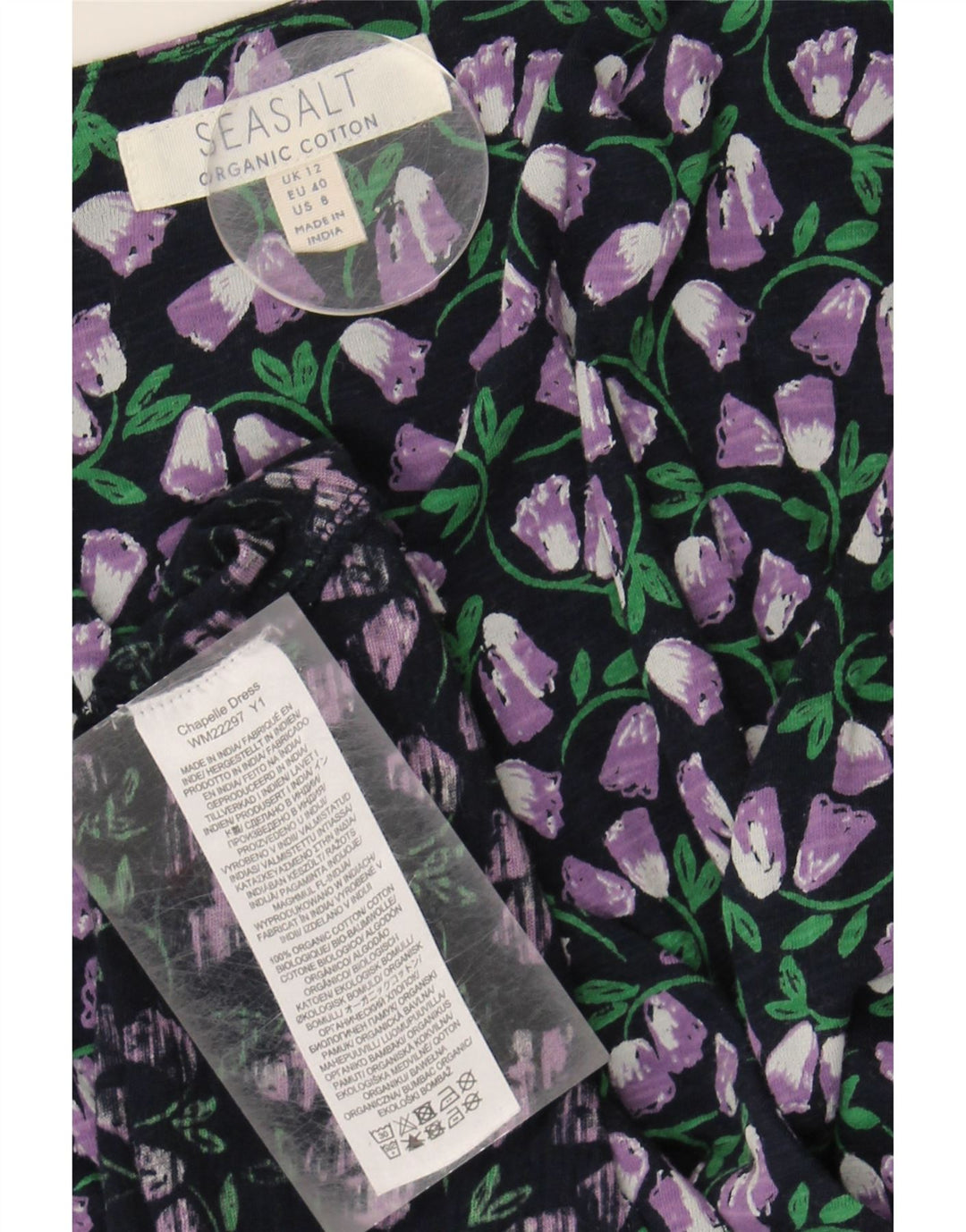 SEASALT Womens Maxi Dress UK 12 Medium  Black Floral Cotton