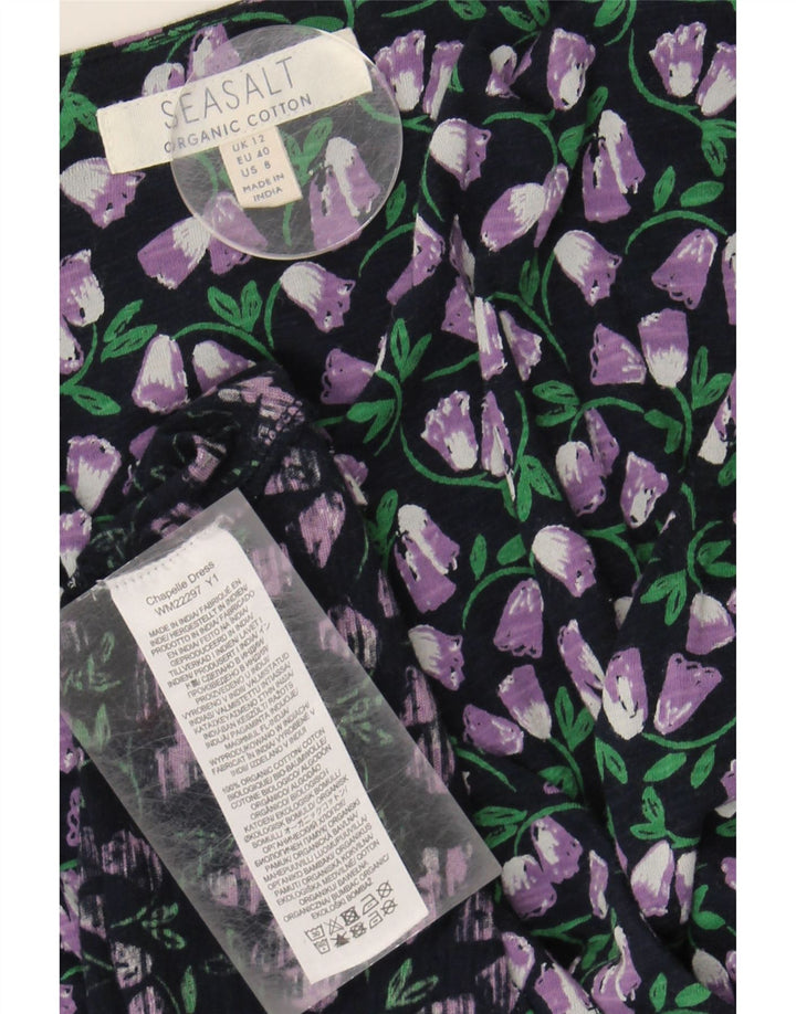 SEASALT Womens Maxi Dress UK 12 Medium  Black Floral Cotton