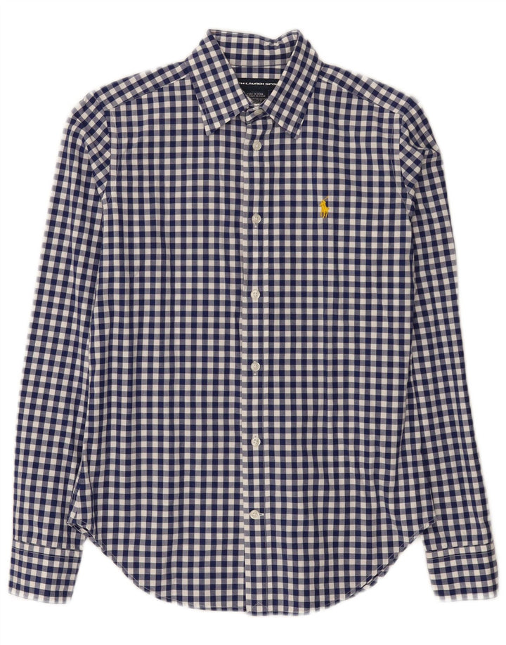 Ralph Lauren Camisa para mujer US 6 Medio Azul Gingham Algodón