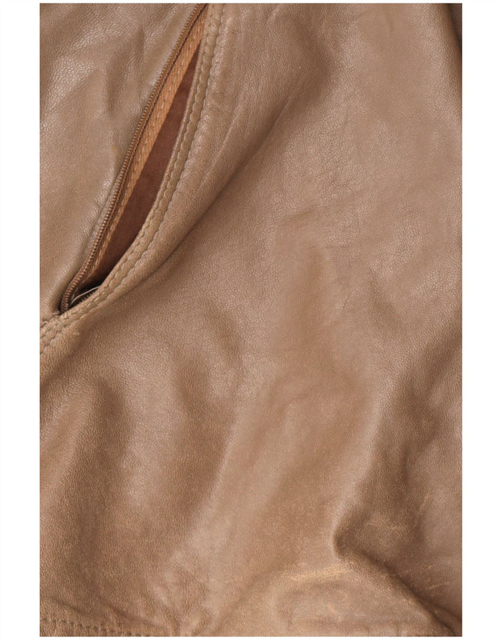 Cristiano Di Thiene Chaqueta de cuero para mujer UK 44 Cuero marrón medio