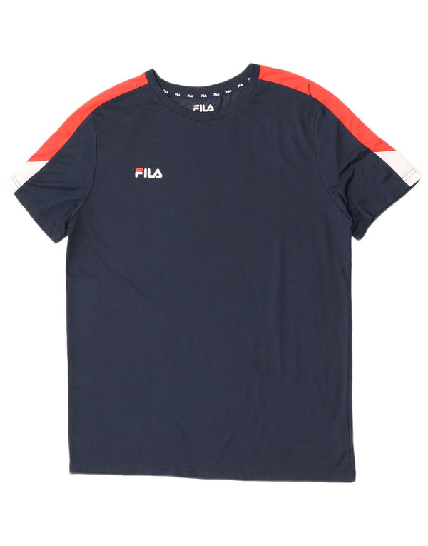 Fila Camiseta para hombre Top Large Azul marino Colorblock Poliéster