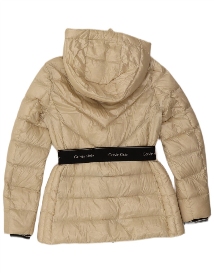 Calvin Klein Chaqueta acolchada gráfica para mujer UK 10 Small Off White Colourblock