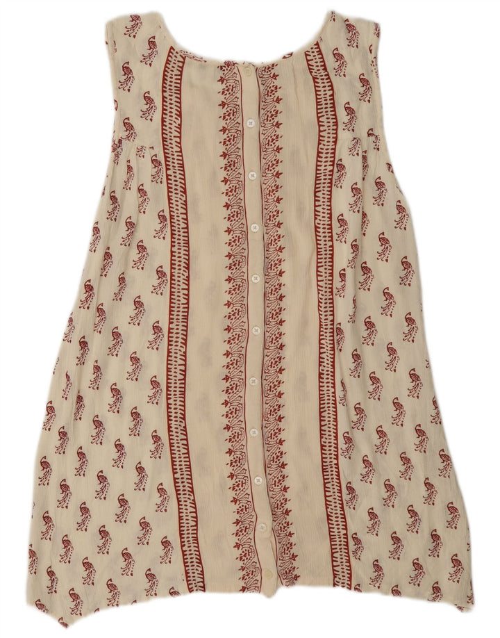Top tipo túnica con estampado abstracto para mujer de Fat Face UK 40, mediano, color blanco roto