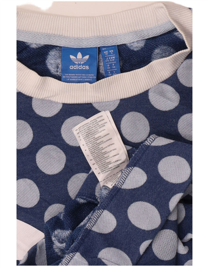 Adidas - Sudadera gráfica para mujer, talla 10, poliéster azul pequeño