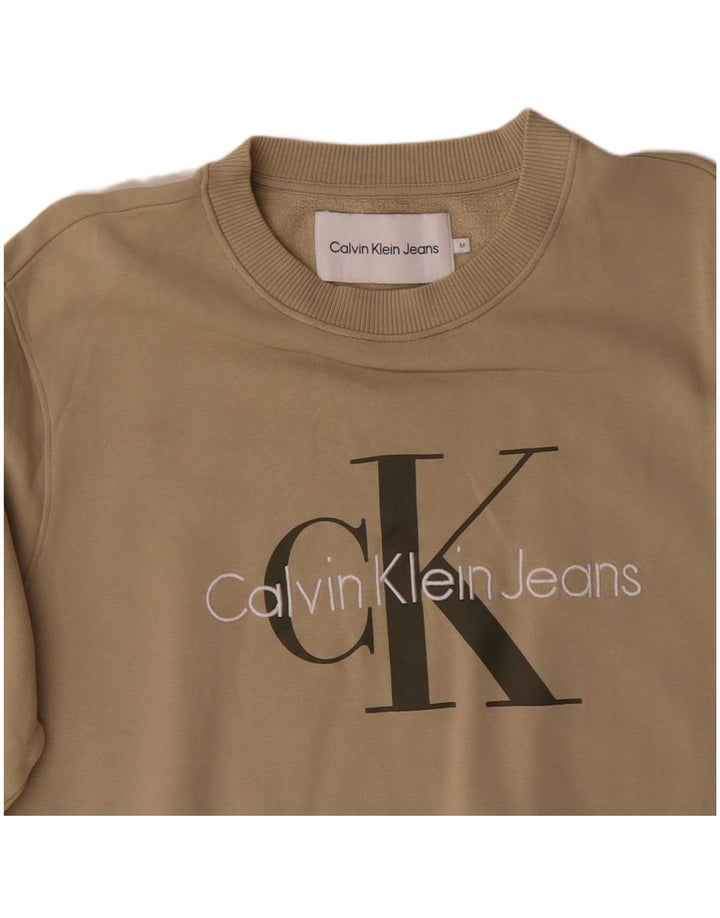 CALVIN KLEIN JEANS Sudadera gráfica para hombre Jersey de algodón beige medio