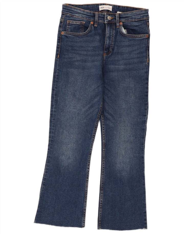 Zara Jeans Acampanados Cortos para Mujer EU 38 Small W28 L24 Algodón Azul