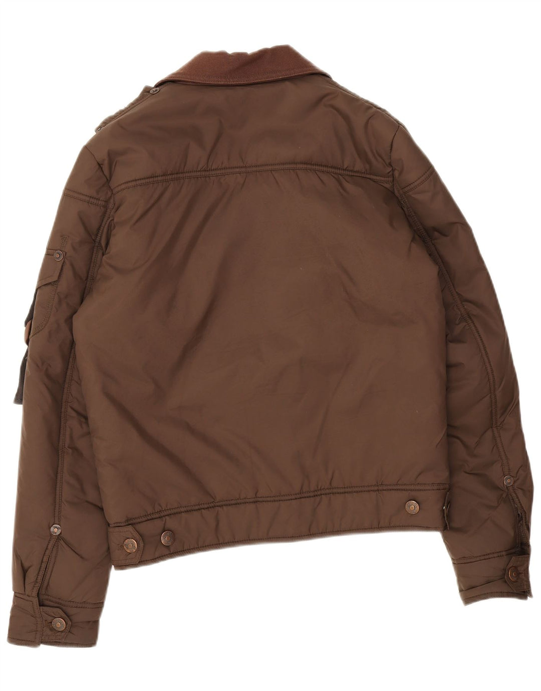 Vintage hombres acolchado chaqueta bomber Reino Unido 38 marrón medio colorblock poliéster