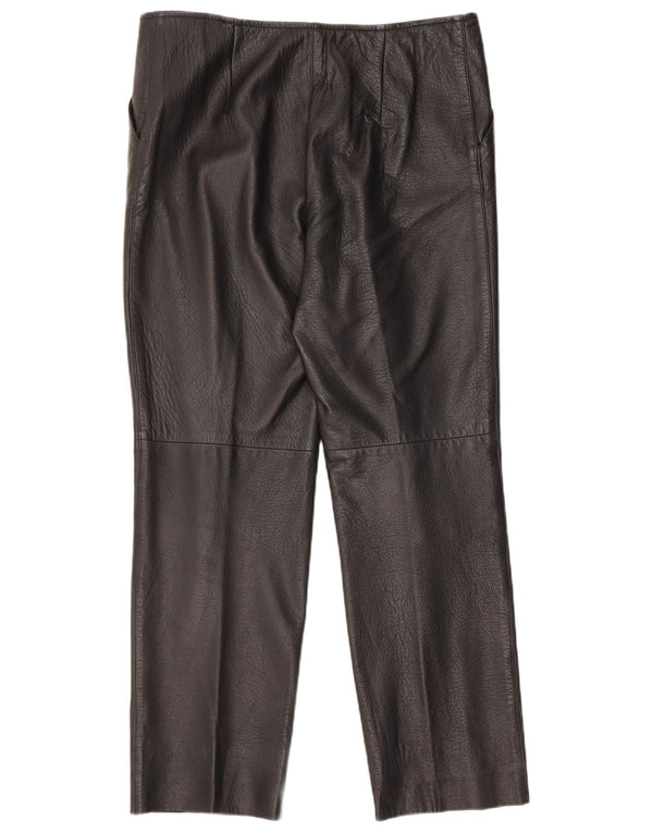 Vintage mujer pantalones de cuero recto IT 46 Grande W32 L28 Negro