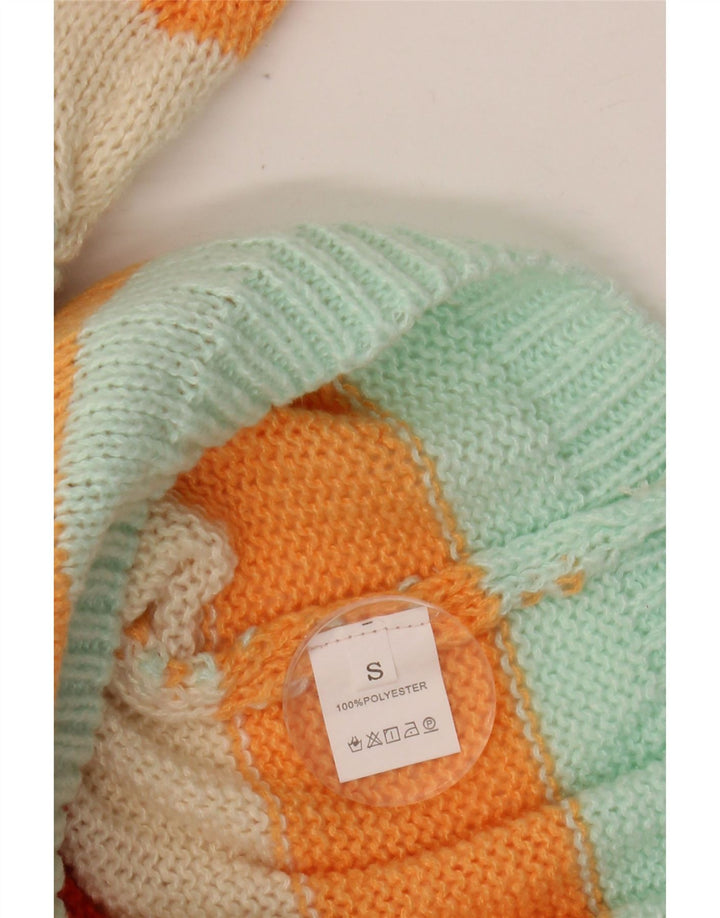 VINTAGE Mujer Turtle Neck Jumper Suéter Reino Unido 10 Pequeño Multicolor