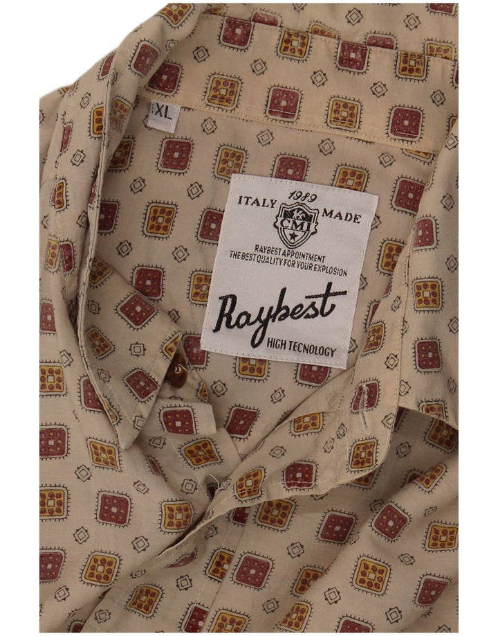 Camisa Raybest Hombre XL Beige Geométrica