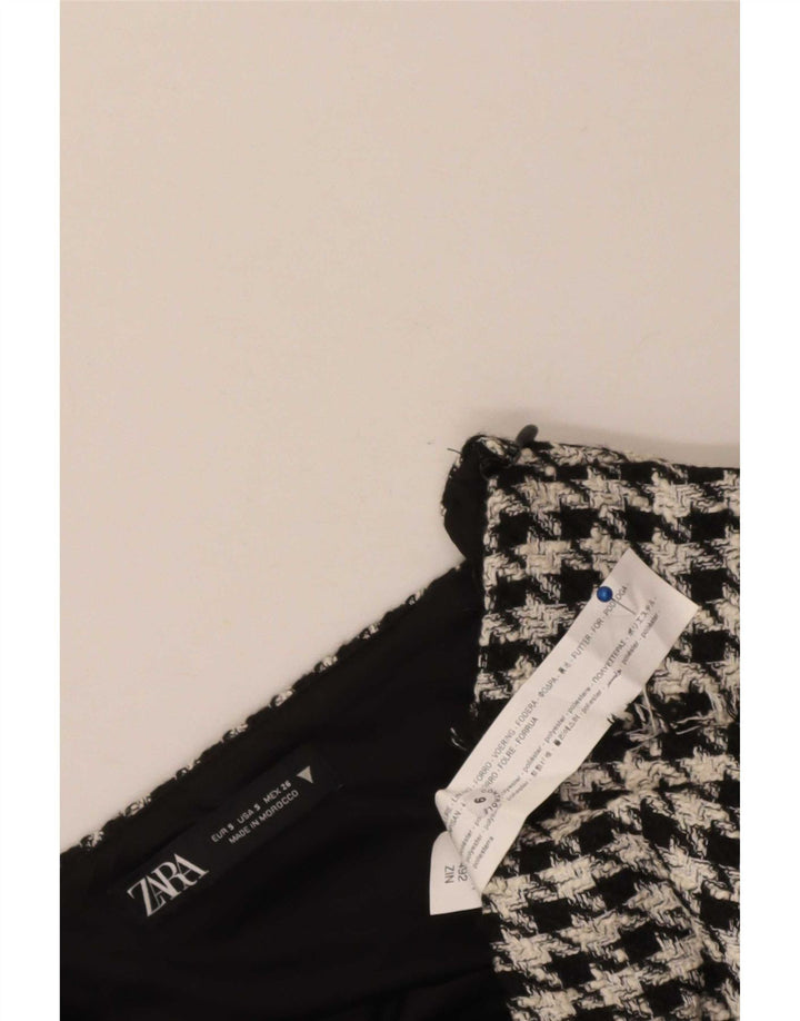 Minifalda Zara Mujer Small W26 Poliéster Pata De Gallo Negro