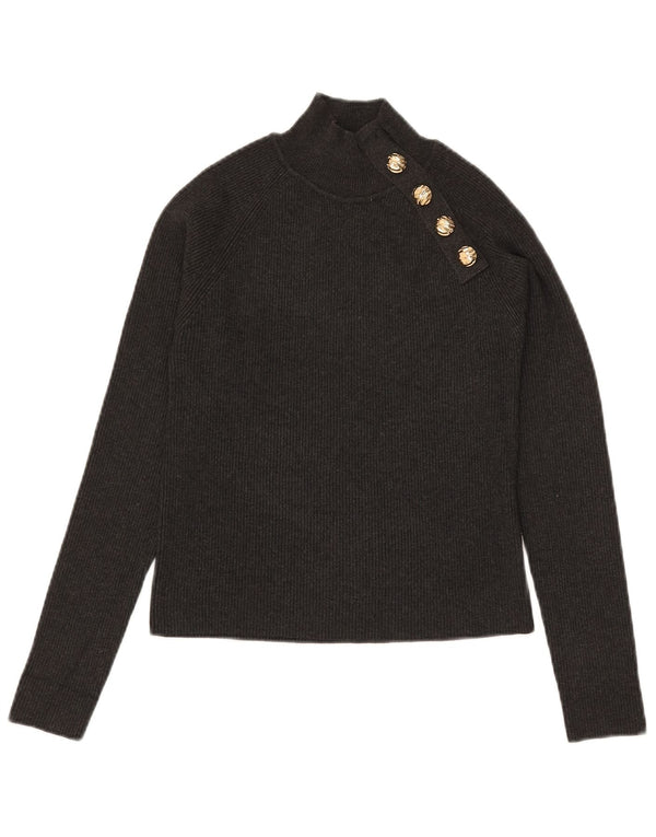 Zara Mujer Crop Turtle Neck Jumper Sweater UK 44 Large Viscosa Gris