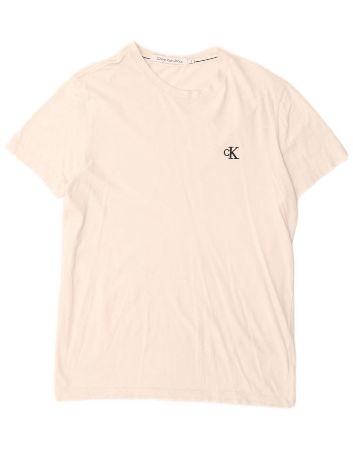 Calvin Klein Jeans - Camiseta para hombre, talla mediana, algodón blanco