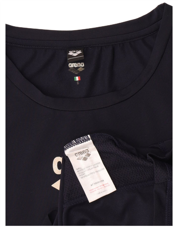 Arena Camiseta gráfica para mujer Top UK 10 Small Azul marino Poliéster