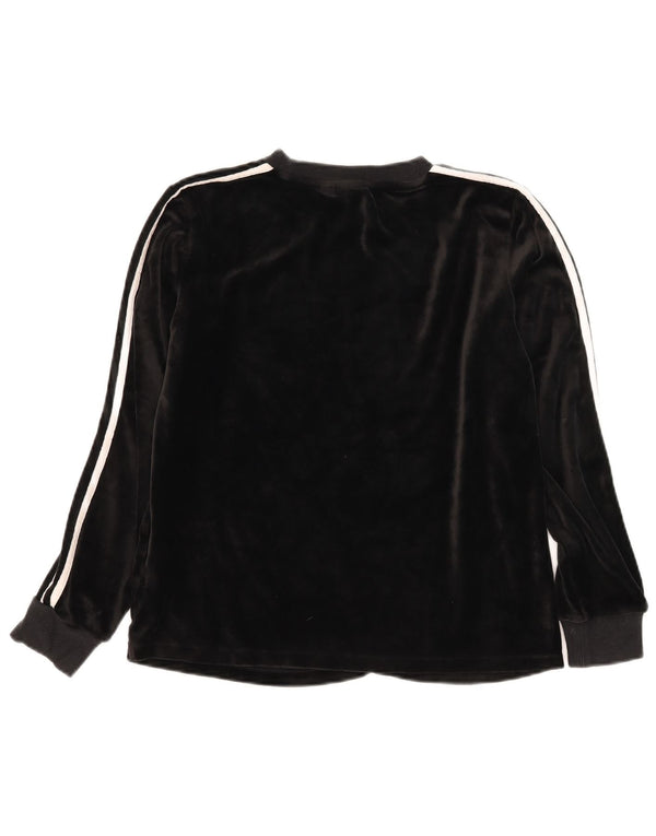 Adidas Mujer Velour Top Manga Larga UK 12 Medio Negro Poliéster