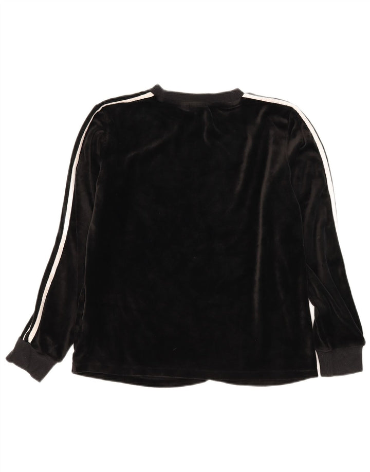 Adidas Mujer Velour Top Manga Larga UK 12 Medio Negro Poliéster