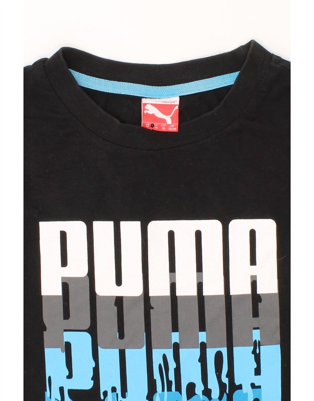 PUMA Boys Graphic T-Shirt Top 9-10 Years Medium Black Vintage Puma and Second-Hand Puma from Messina Hembry 