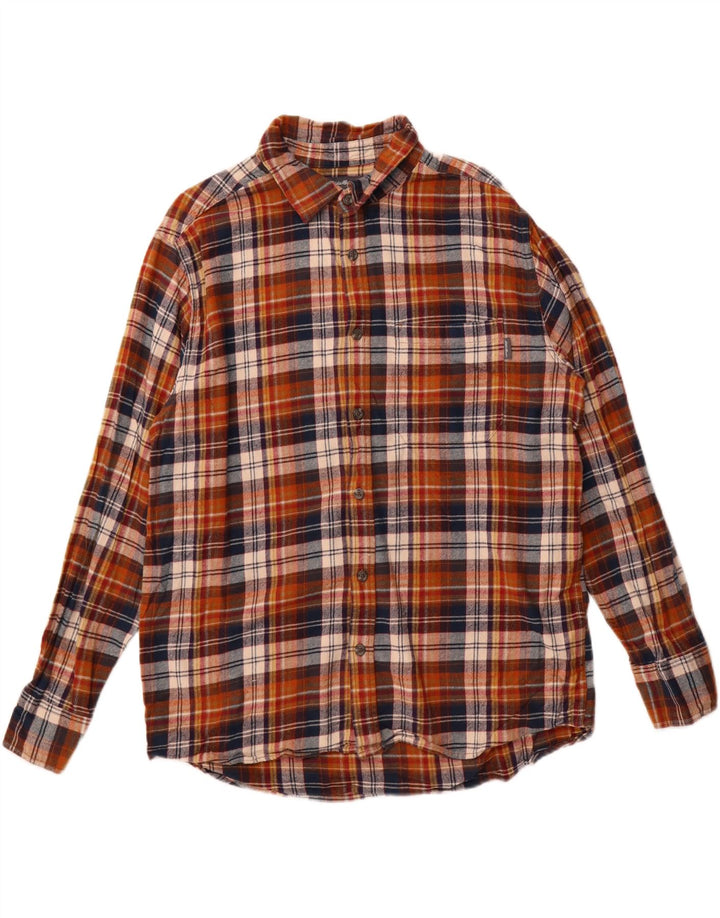 Eddie Bauer Camisa de franela para hombre XL Algodón a cuadros marrón