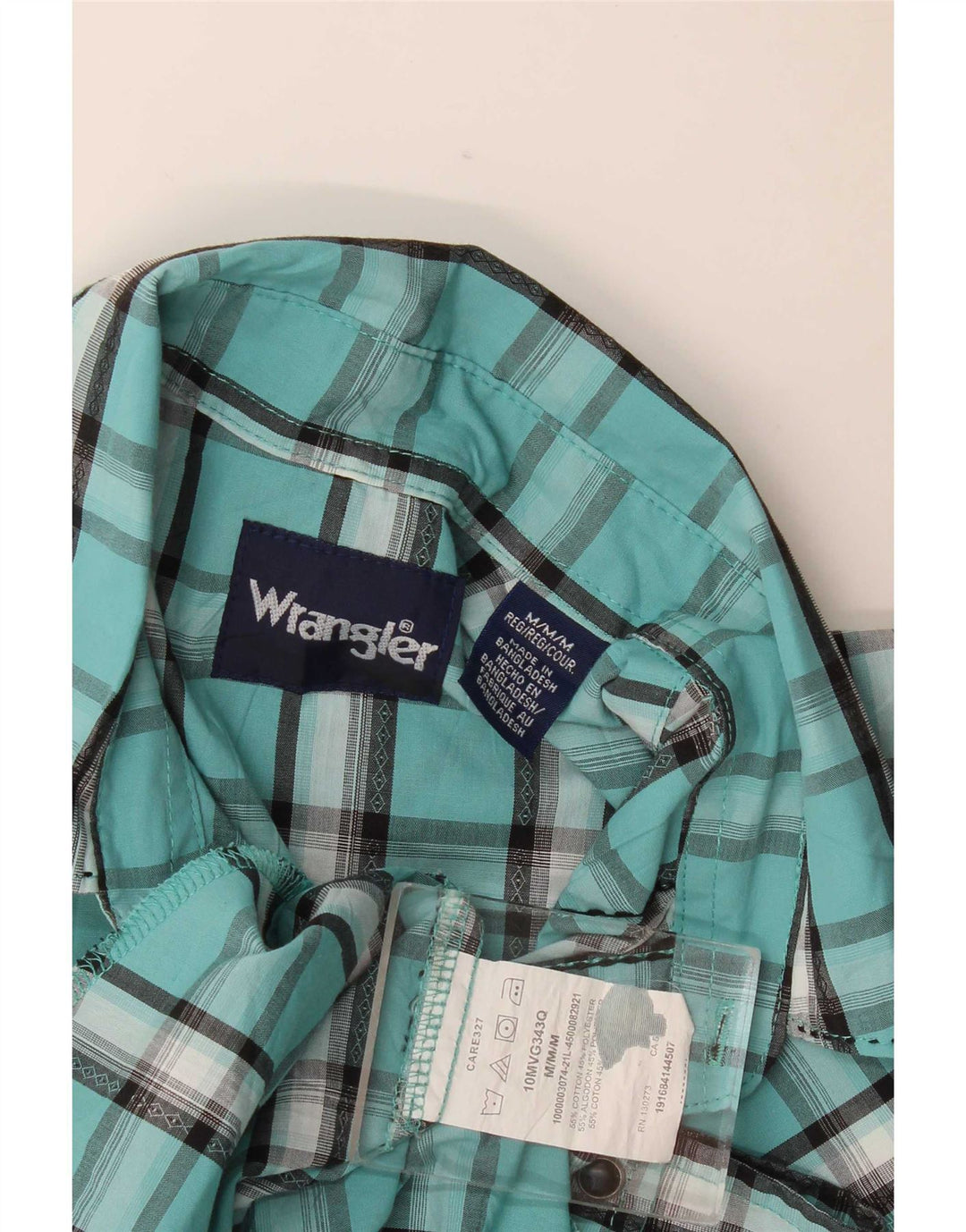 Camisa Hombre Wrangler Medium Turquesa Cuadros Algodón