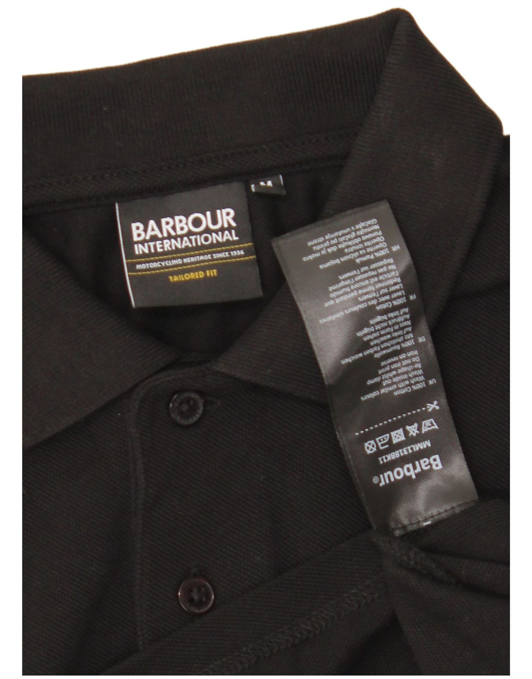 Polo Barbour Hombre Algodón Negro Mediano