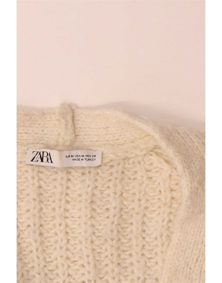 Zara Mujer Suéter Cárdigan Abierto De Gran Tamaño Reino Unido 44 Acrílico Beige Medio