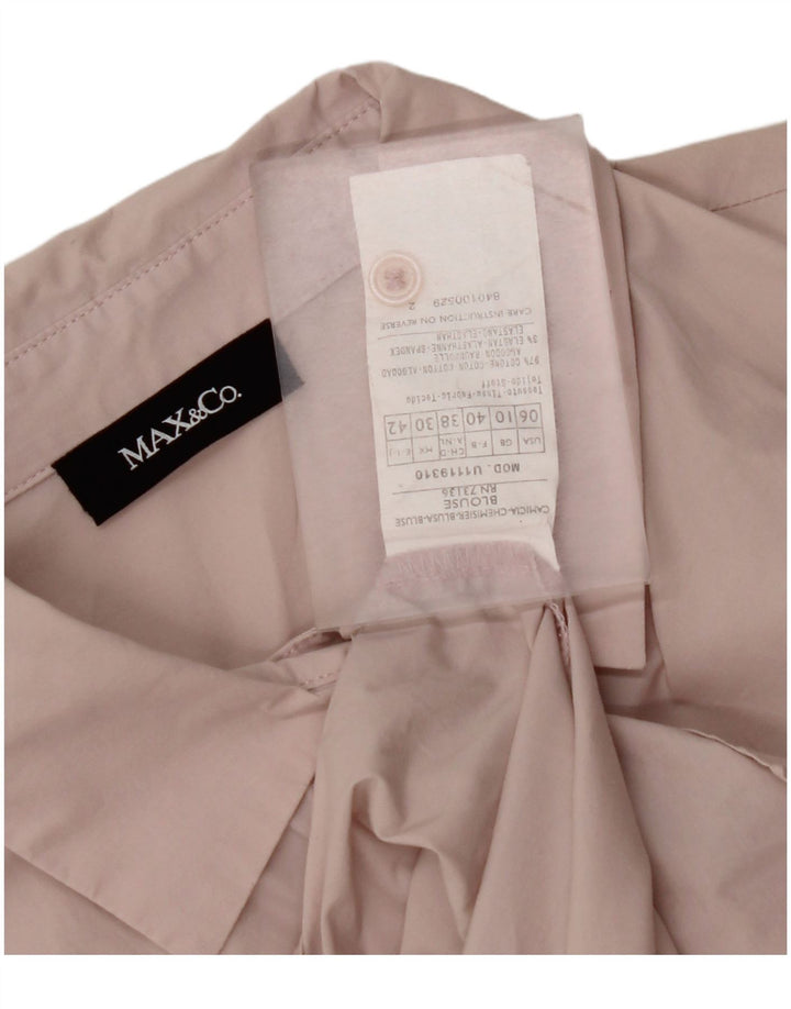 MAX & CO. Blusa camisera de manga corta para mujer UK 10 Small Pink Cotton